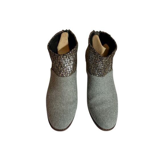 TOMS Women's Leila Metallic Felt Ankle Zip Heeled Booties Size 8.5W Gray Black - Picture 5 of 7